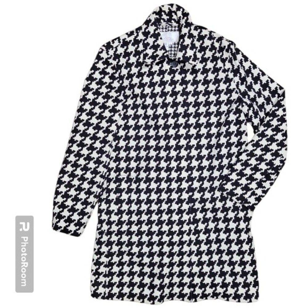 Diane's Essentials Houndstooth Button Front Trenc… - image 2